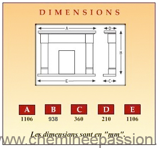 Dimensions cheminée électrique décorative Cabourg