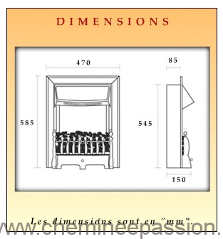 Dimensions Foyer décoratif électrique Camberley